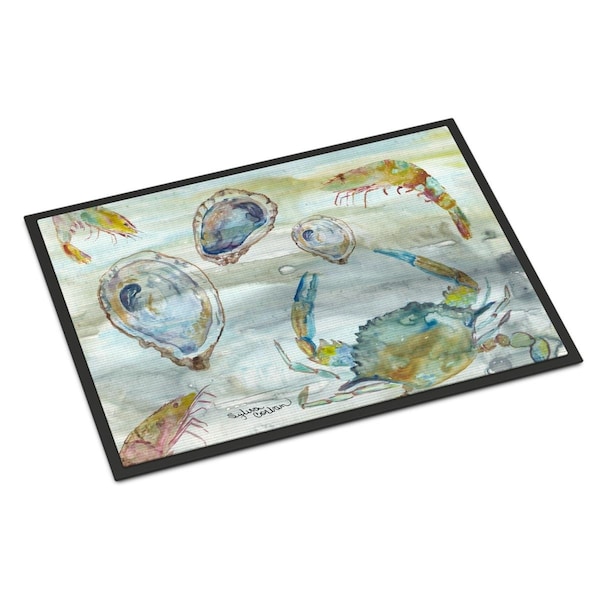 Carolines Treasures 18 x 27 in. CrabShrimp & Oyster Watercolor Indoor or Outdoor Mat SC2010MAT - main